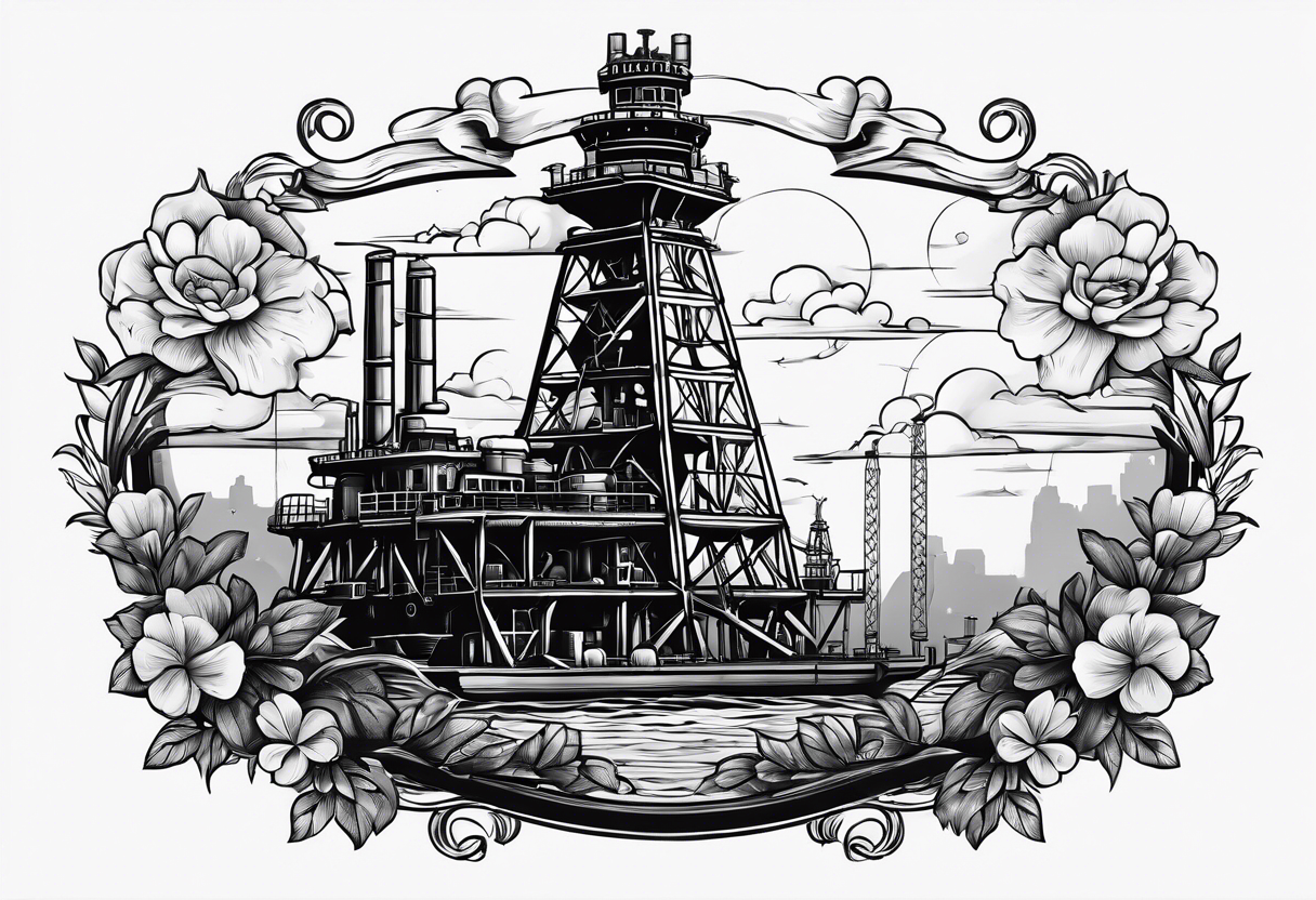 Texas, oil rig,  clover tattoo idea