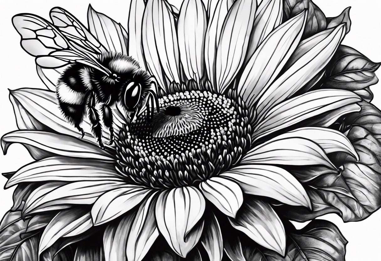 Scene featuring a bumble bee, a lemur, and a sunflower tattoo idea