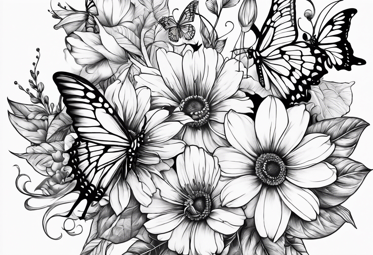 Sundlower and butterflies and humming birds tattoo idea