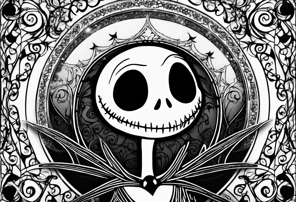 Jack skellington the tim burton version looking down excited to see you tattoo idea