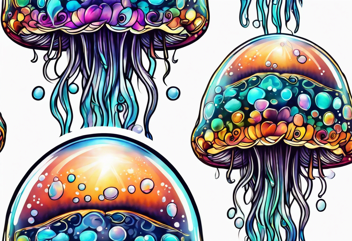 Jellyfish swimming bubbles tattoo idea