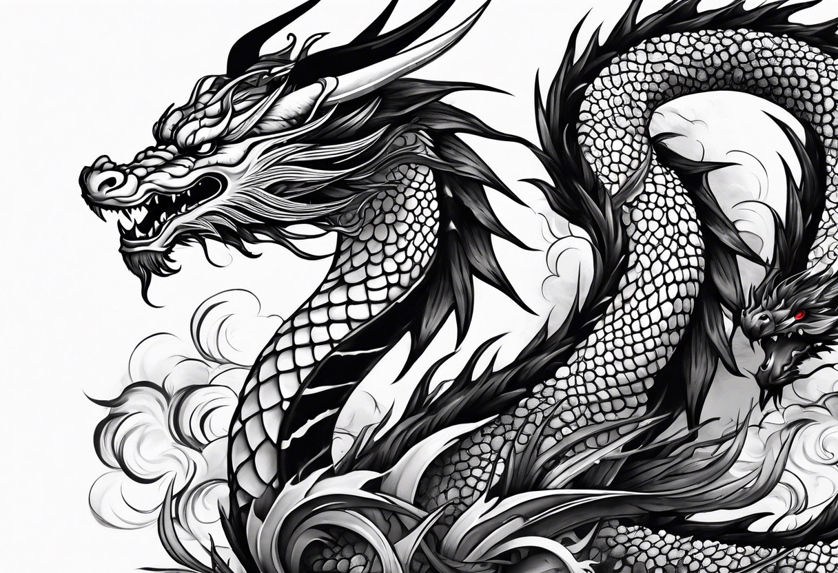 Brushstroke oriental dragon tattoo idea