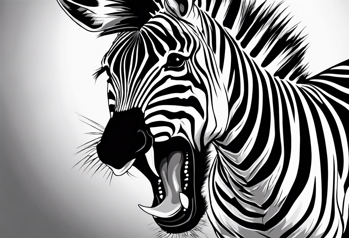 Aggressive zebra angry and in attack mode tattoo idea