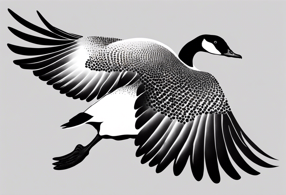 canadian goose shaking wings in profile tattoo idea