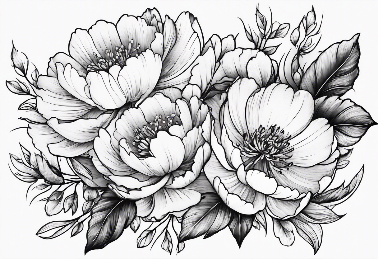 Instant Download Black/grey Greyscale Tattoo Design Neotraditional Peony  Floral Printable Feminine Design - Etsy