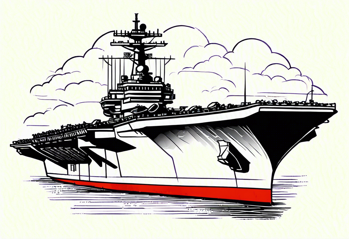 aircraft carrier front view tattoo idea