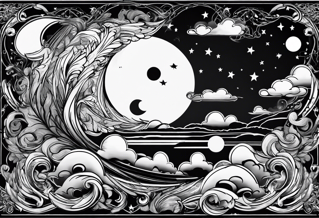 Moon blowing smoke tattoo idea