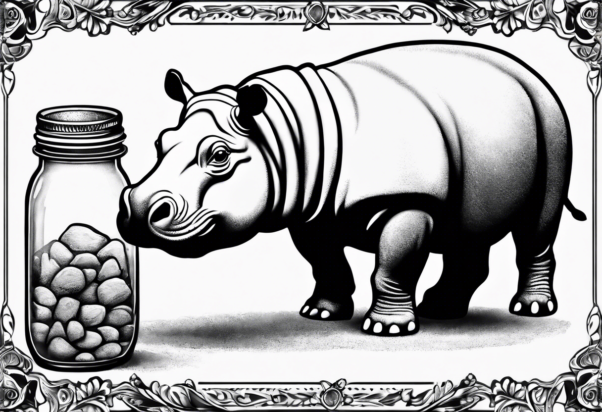 Baby hippo with Mason jar tattoo idea