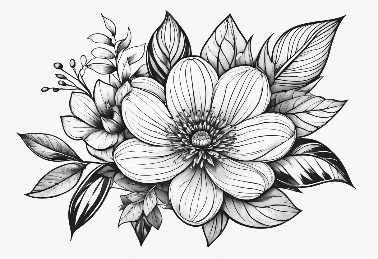 stylized flowers in simple, minimalist tattoo idea