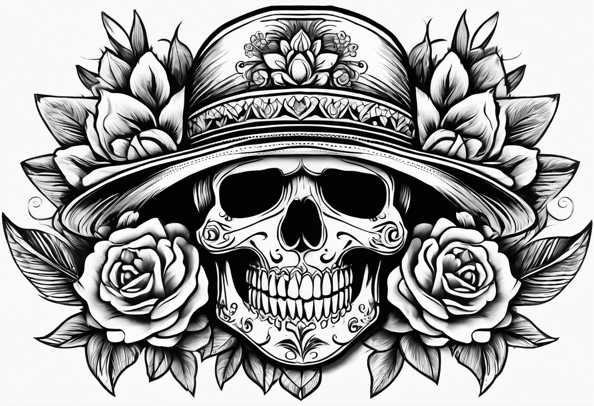 Mexican skull and paint brushes tattoo idea