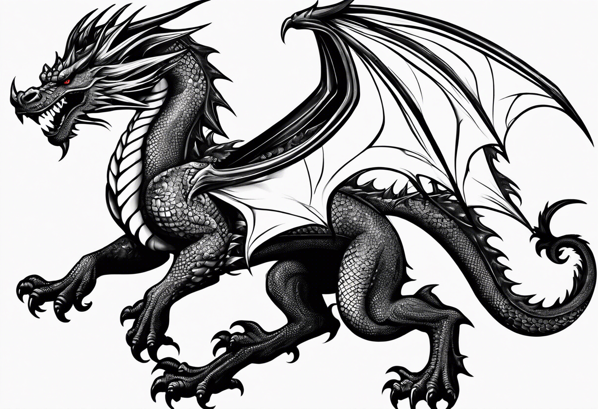 men thigh welsh dragon tattoo idea