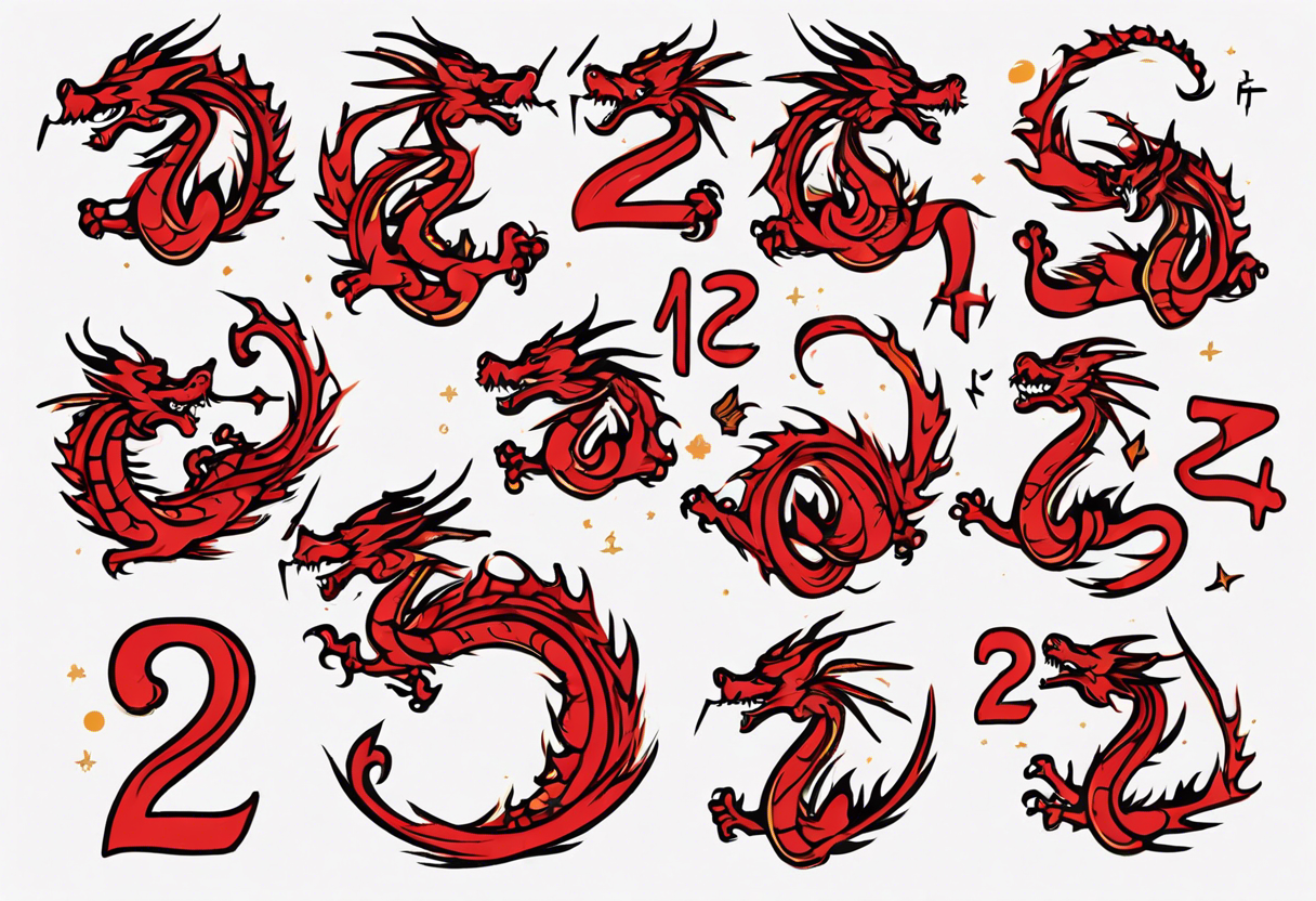 lunar new year tattoo the year 2024 a simplified dragon. Turn the numbers 2024 into a dragon tattoo idea