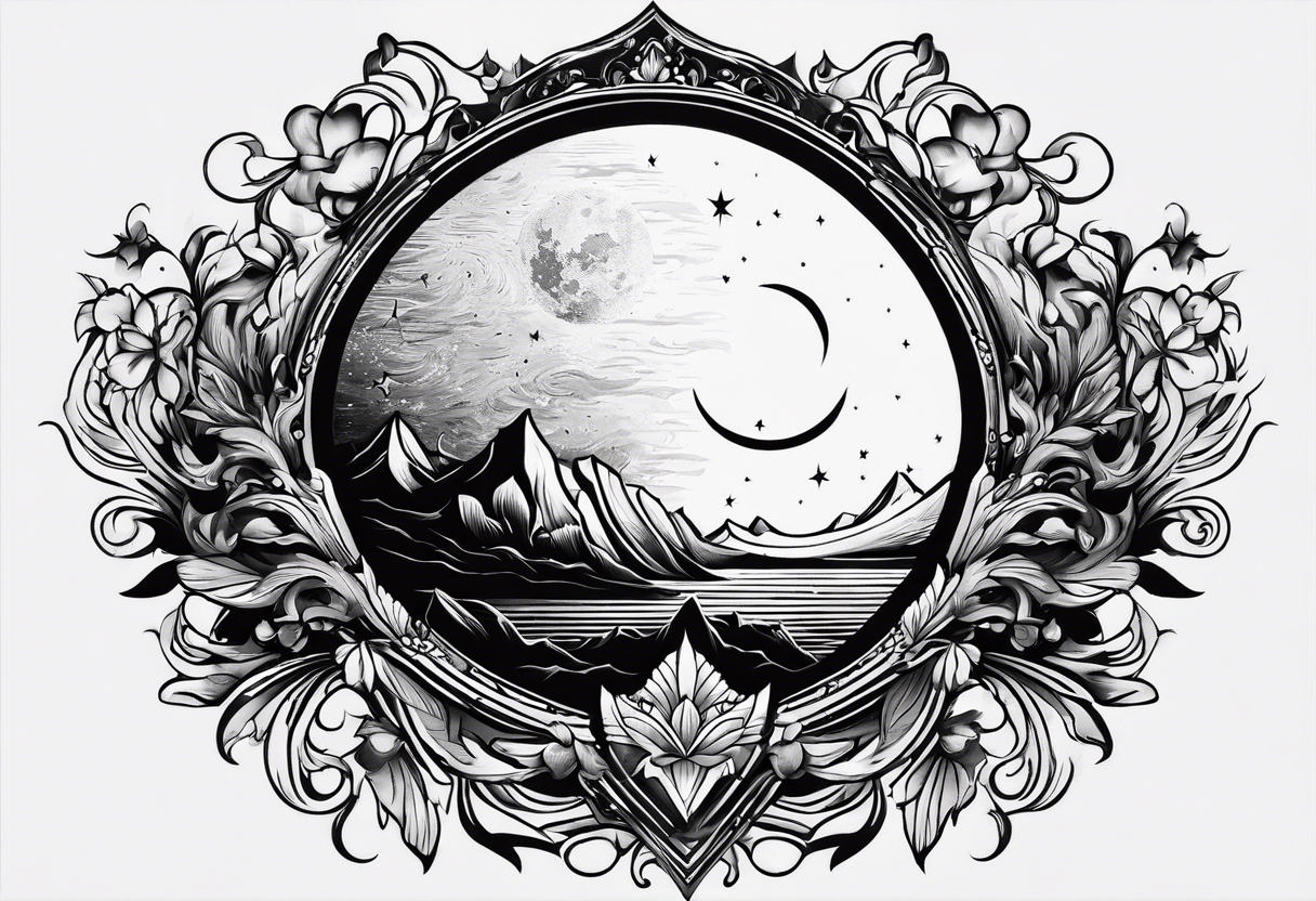 Small crest moon empty tattoo idea