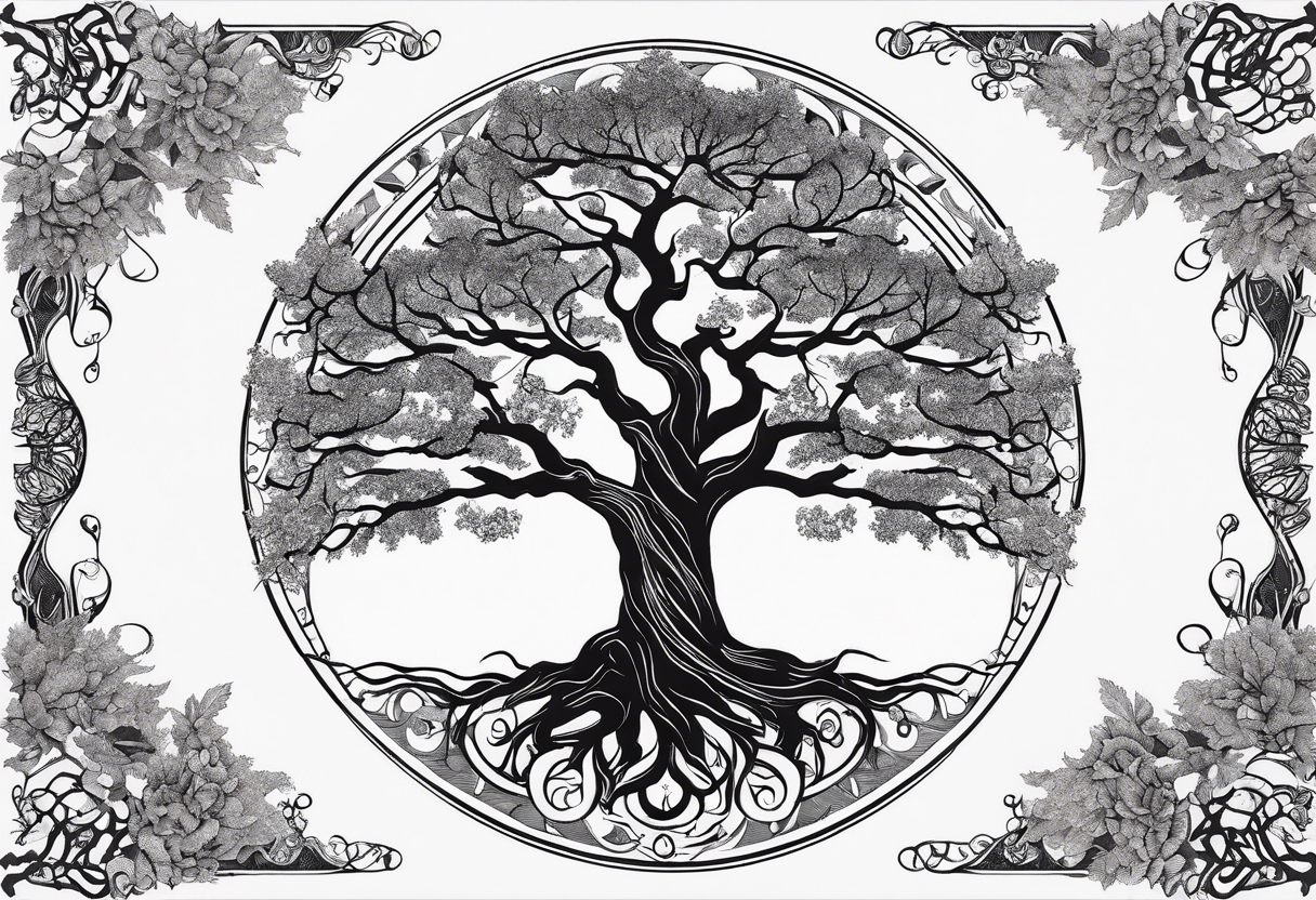 This ash tree was the Tree of Life that held Nine Worlds and connected everything in the universe. with roots tattoo idea