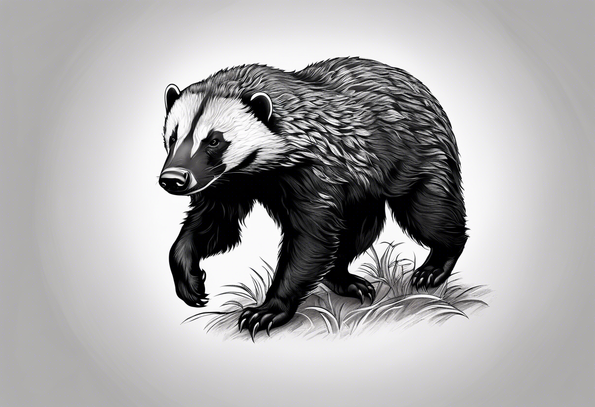 Muscular old honey badger working out tattoo idea