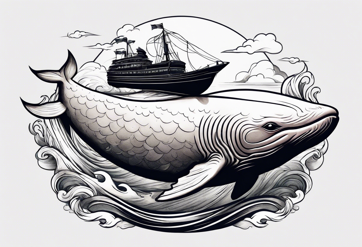 hairless cat riding a whale tattoo idea