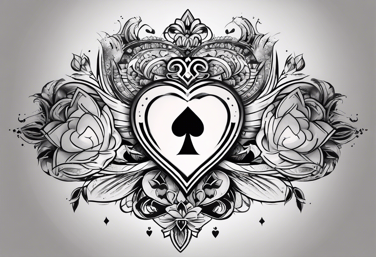 8 aces, overlapping in a row, first two faded/broken aces of hearts, the latter ones getting stronger/more new or better tattoo idea