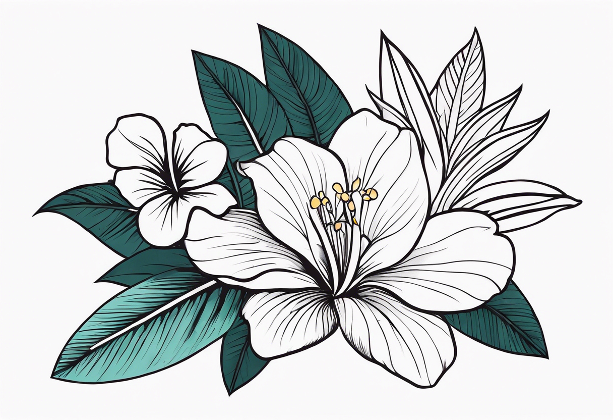 tropical flower sleeve tattoo idea