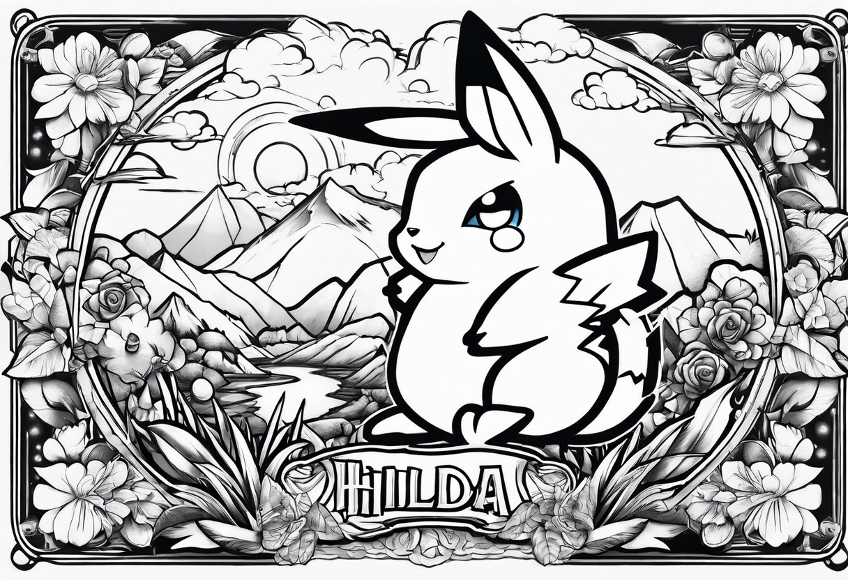 I wanna make hilda pokemon full hafl tattoo idea