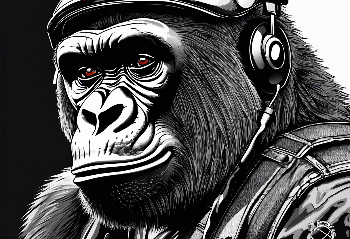 gorilla motorcycle microphone tattoo idea