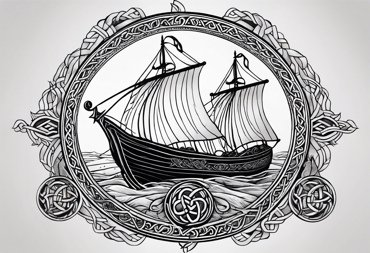 Viking longship, celtic rune compass, Yggdrasil tattoo idea