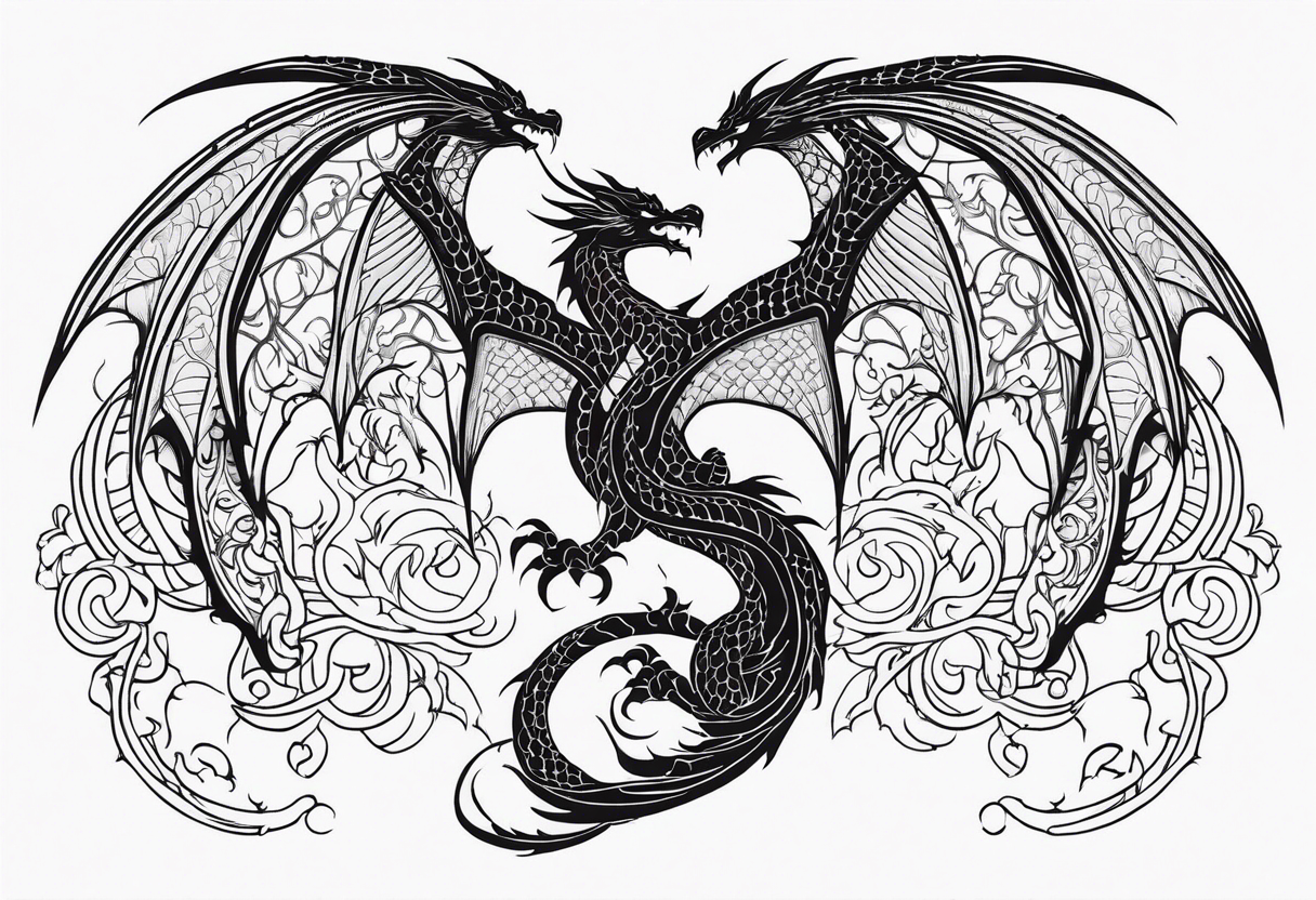 Dragon wings spread Phoenix

3 small dragons perched tattoo idea