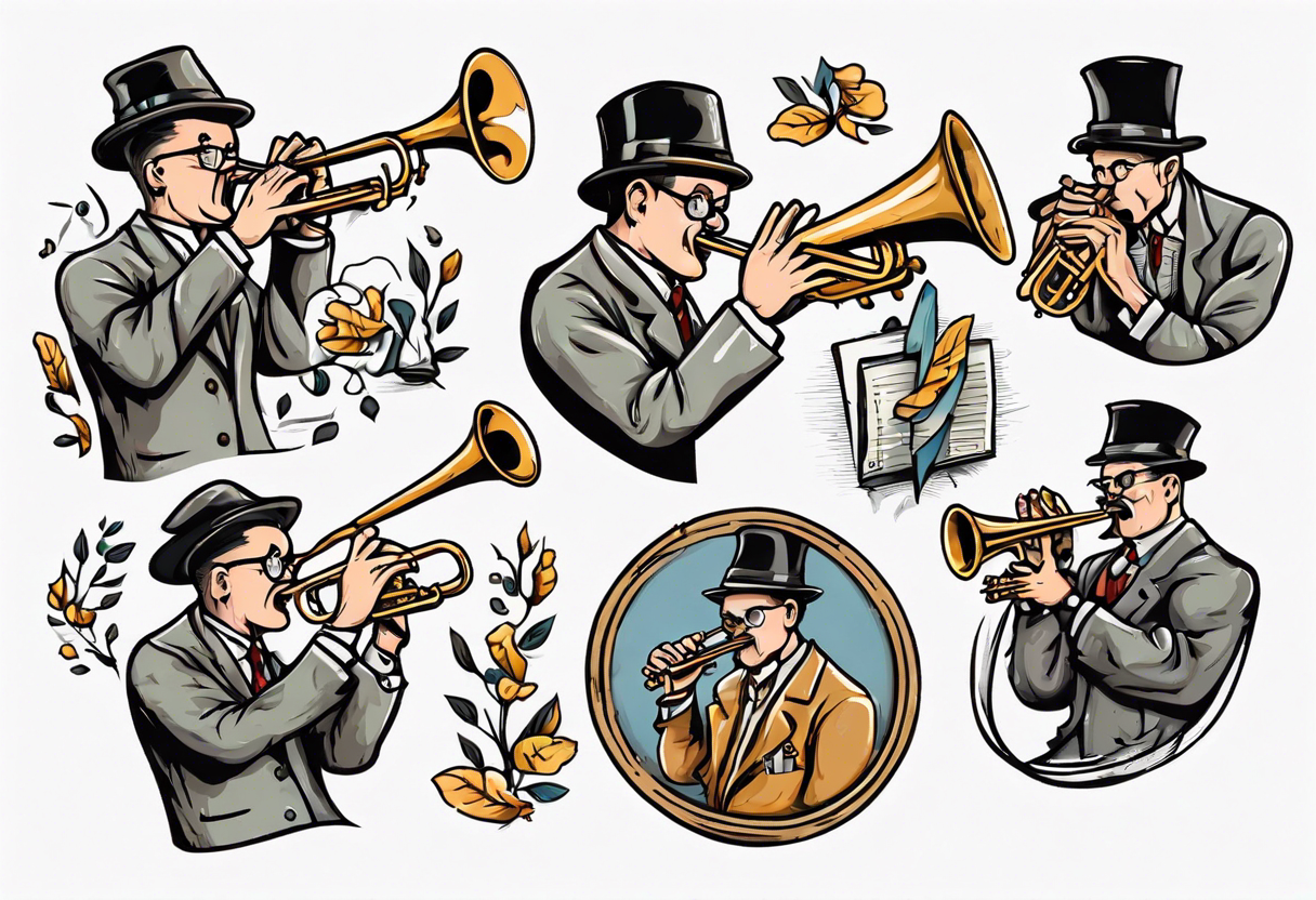 accountant playing trumpet tattoo idea