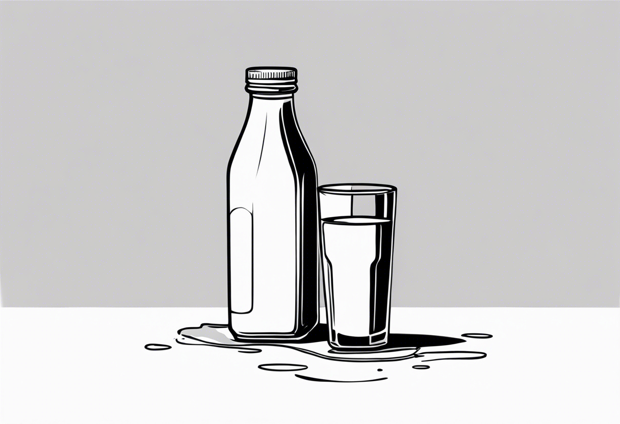 bottle of milk spilled onto the table tattoo idea