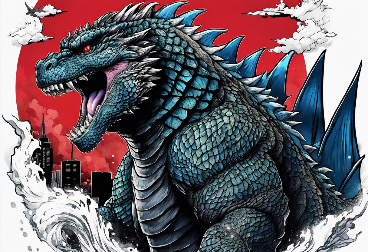 Godzilla tattoo for leg tattoo idea