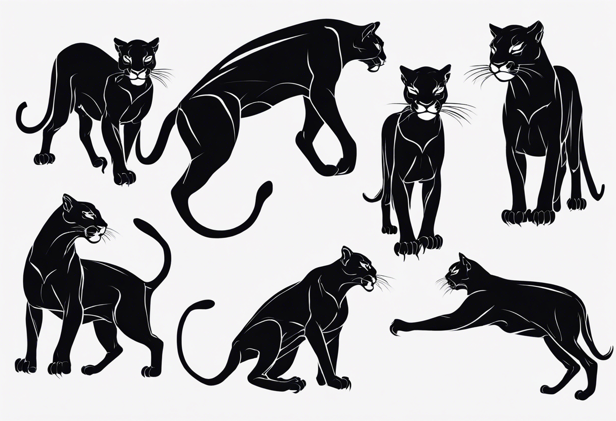 A black puma looking vicious. I want to see his whole body, and see him from a above perspective tattoo idea