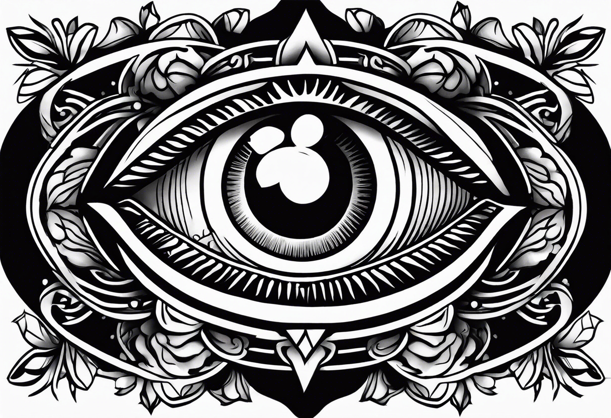 Occult eye tarot card rose tattoo idea