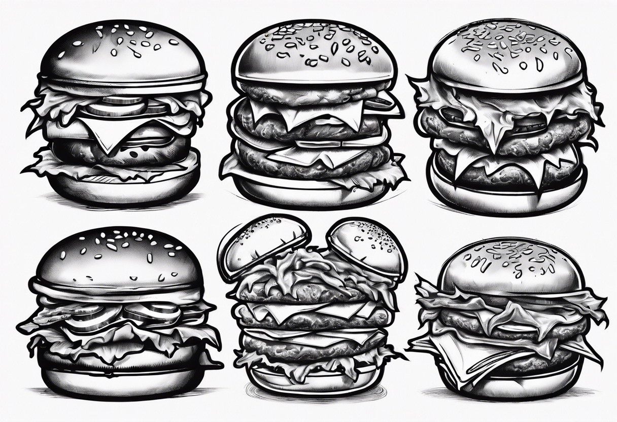 double patty burger tattoo idea