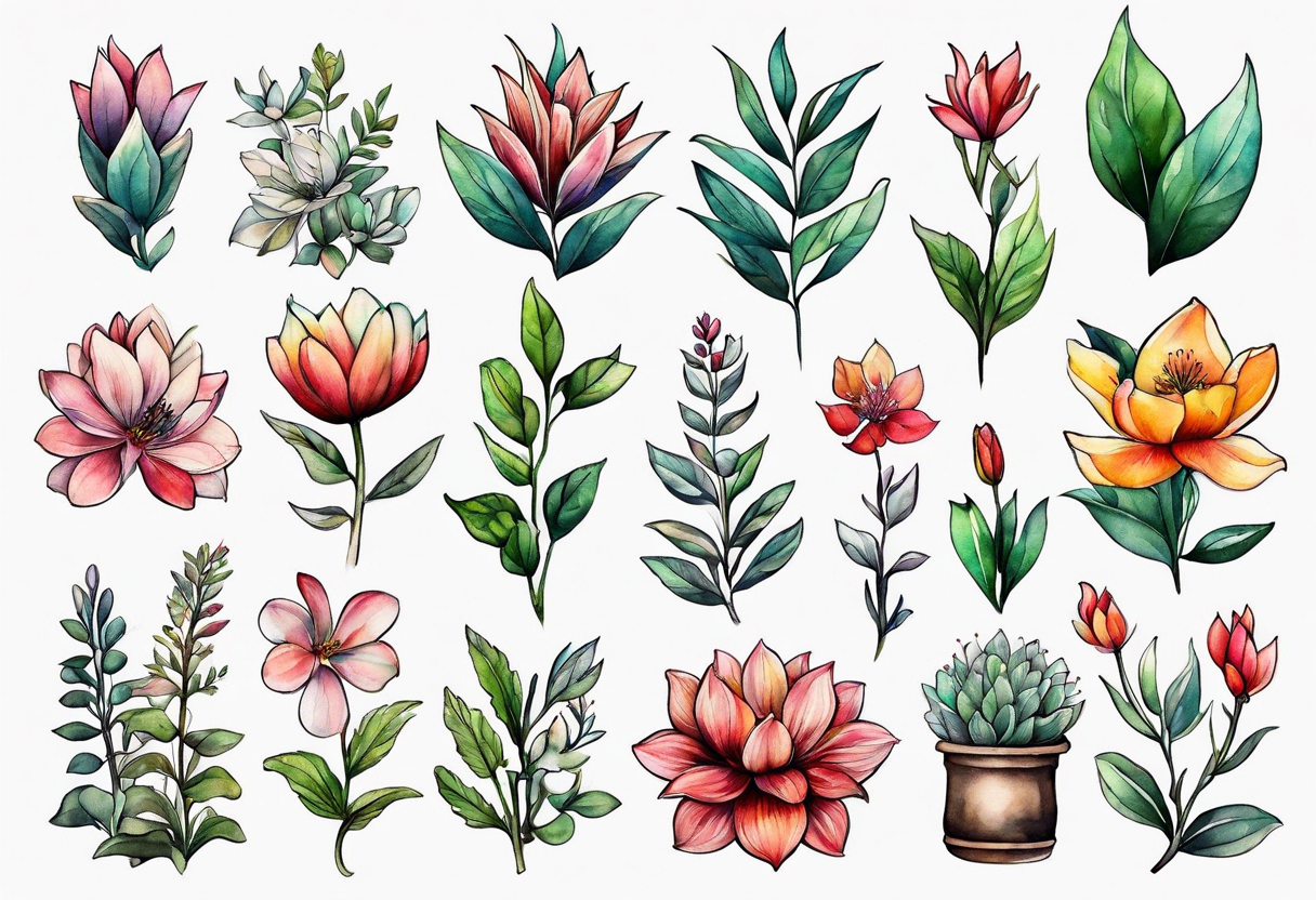 tiny botanic tattoo idea