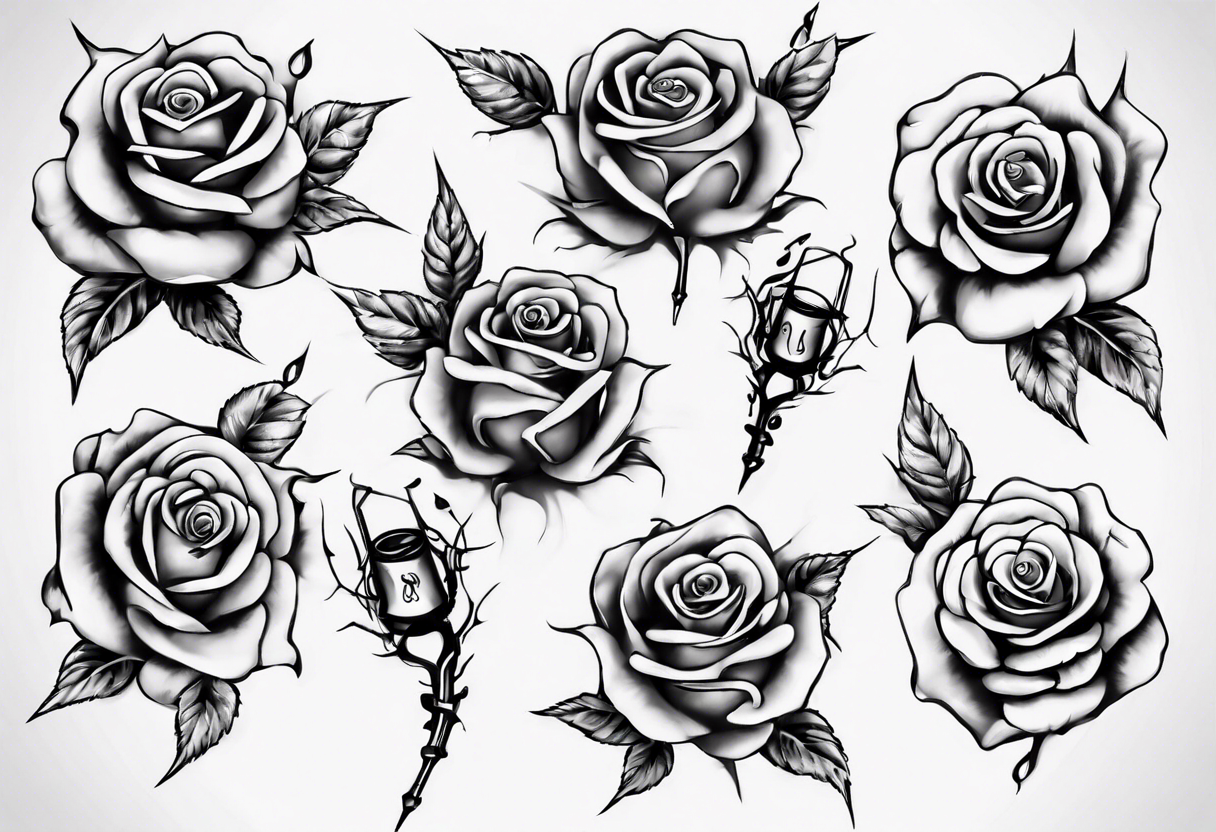 music stave hearth roses tattoo idea