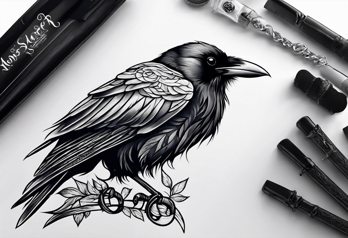 Raven on shoulder blades tattoo idea