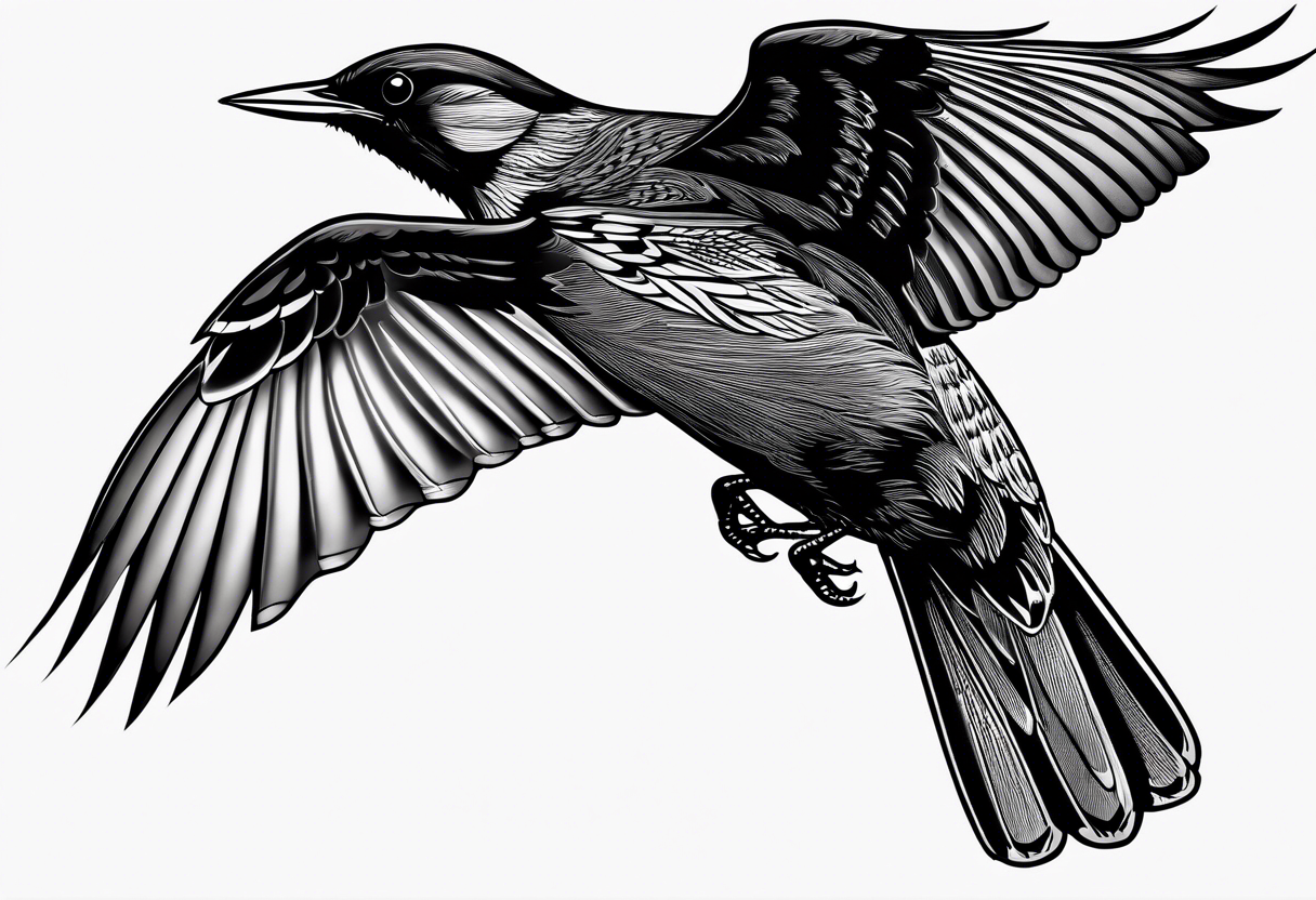 Redwing Blackbird in flight 
for Back tattoo idea