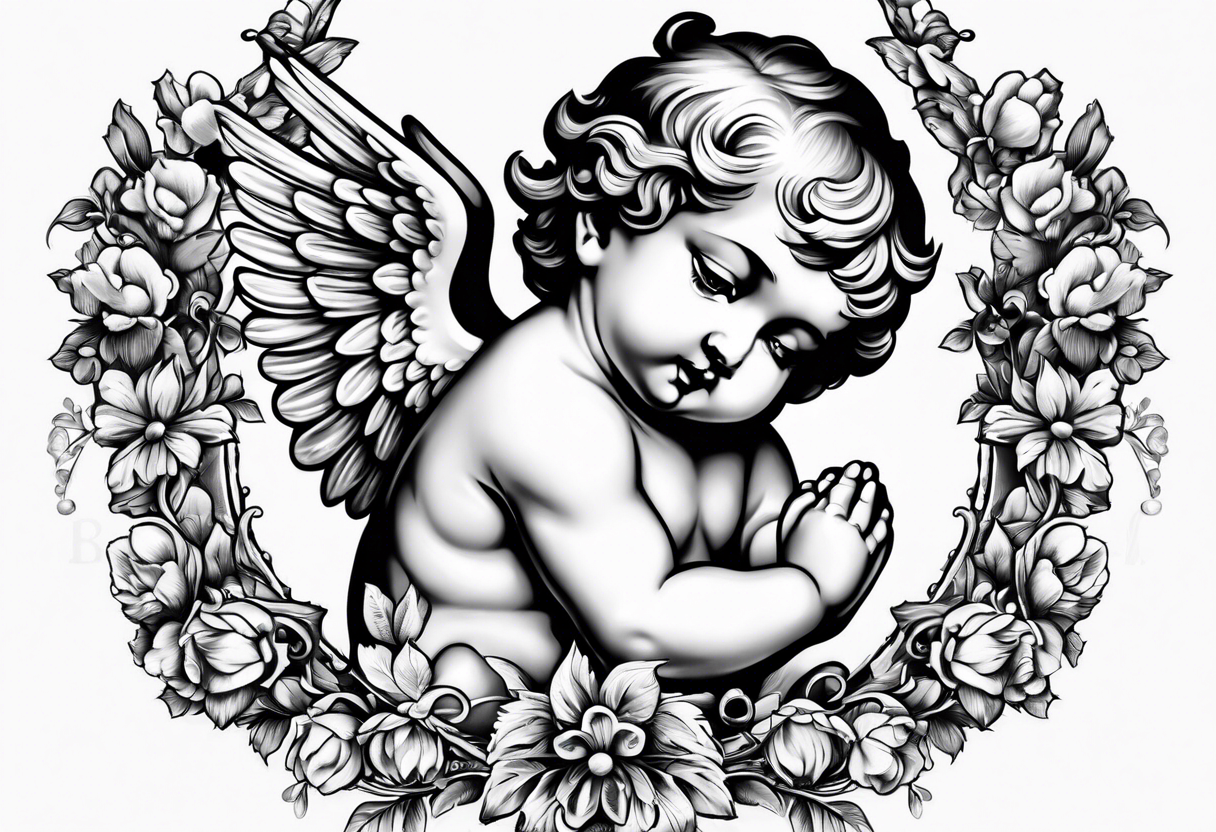 one putti praying tattoo idea