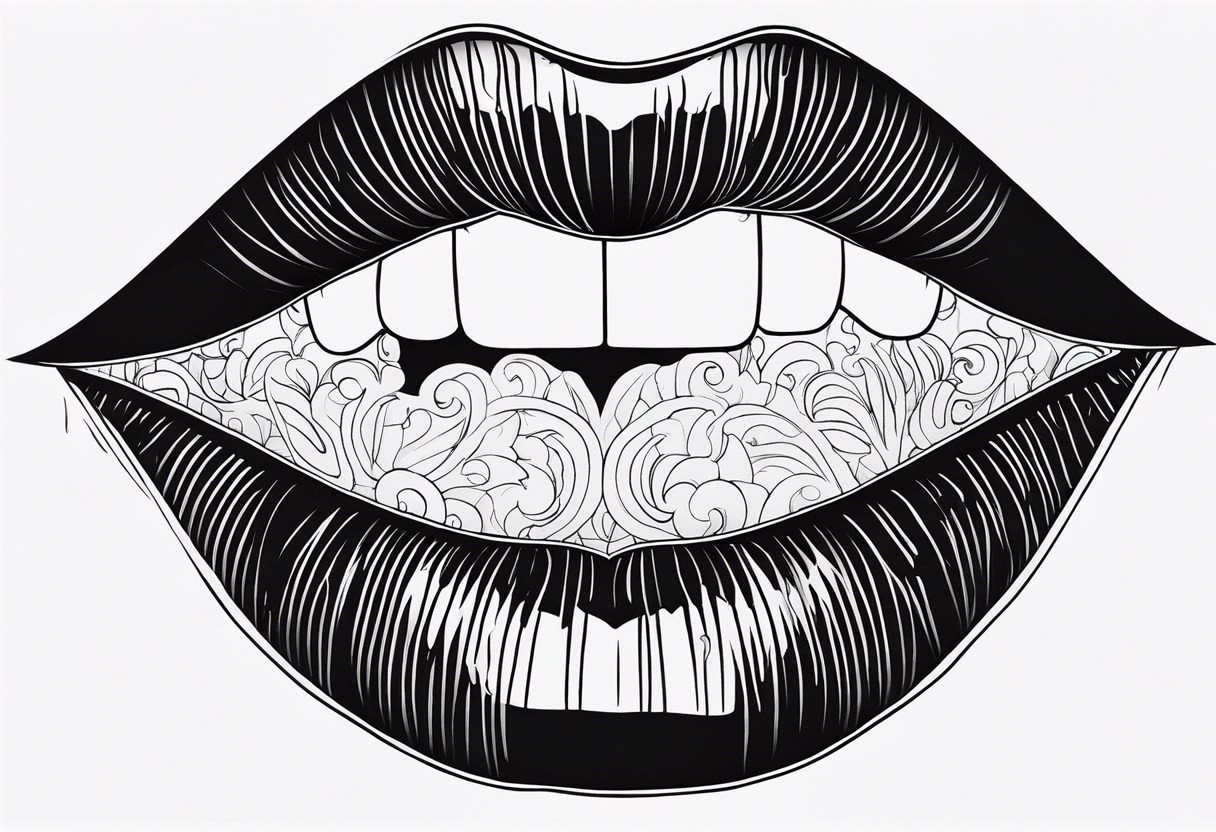 Draw me a mouth with black smoke coming out of it tattoo idea