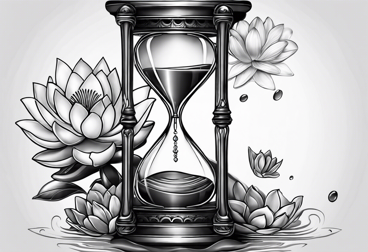 Hourglass with waterlily tattoo idea