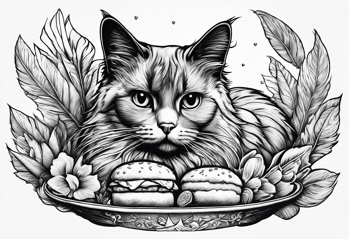 Cat on top of a chicken nugget tattoo idea