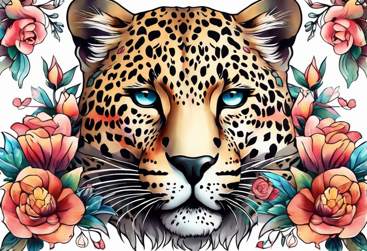 leopard is made up of 
floral flowers tattoo idea