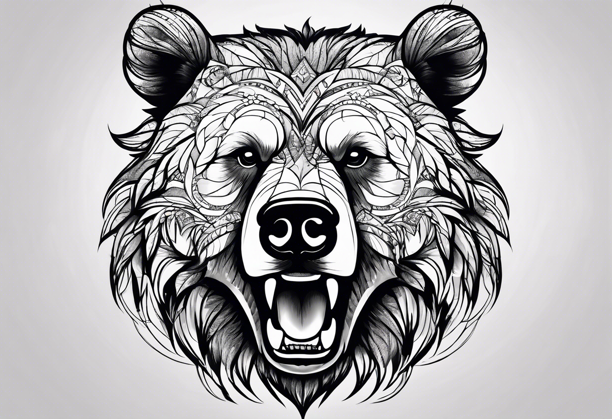 A grizzly bear tattoo 🐻😉 My client brought the original bear picture and  I added the geometry elements around it. Extra bear design is… | Instagram