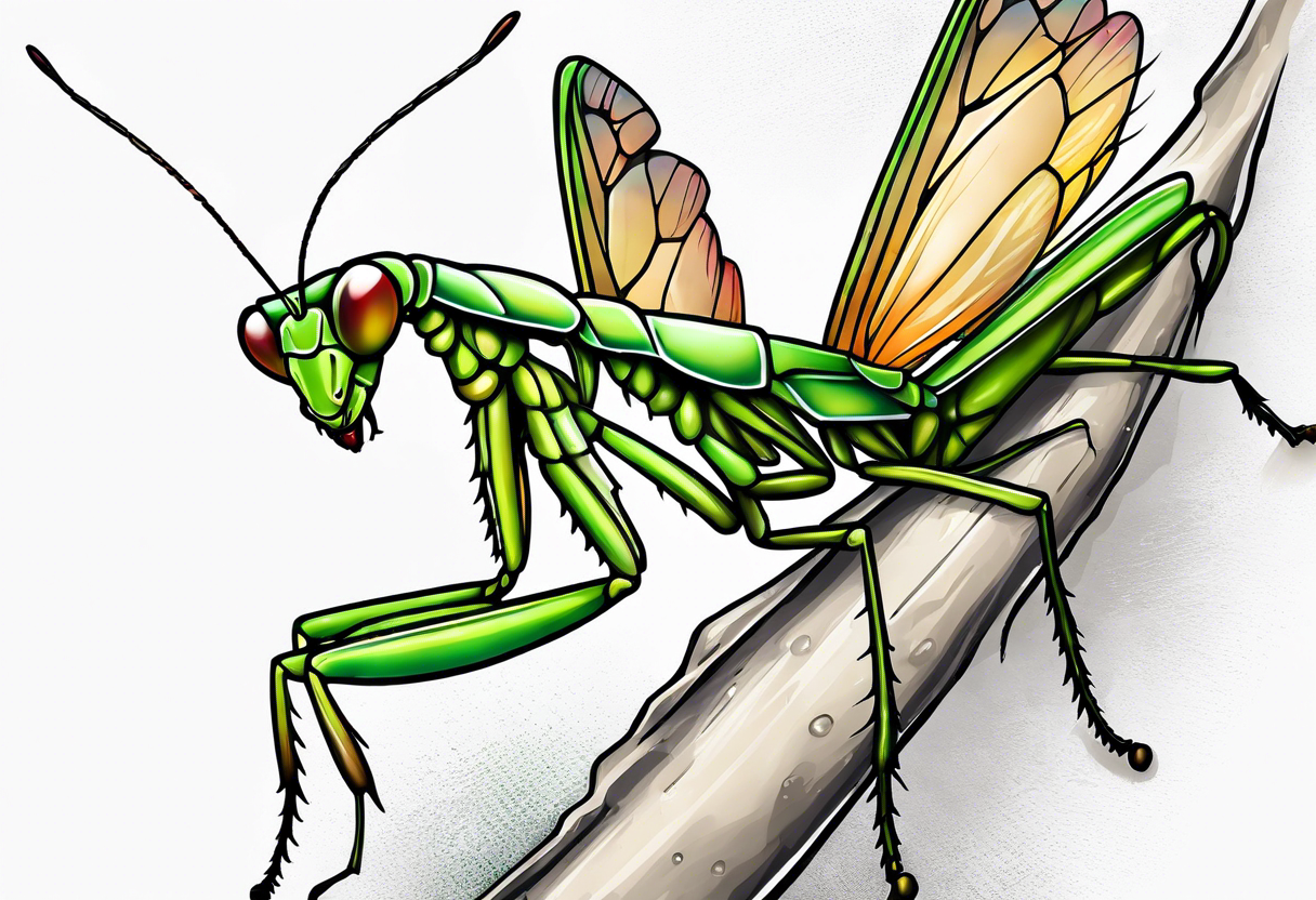 Praying mantis giving a cricket a hug tattoo idea