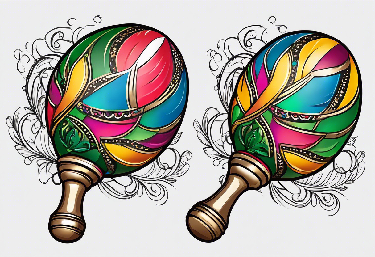 2 colorfull swinging maracas with cuban star tattoo idea