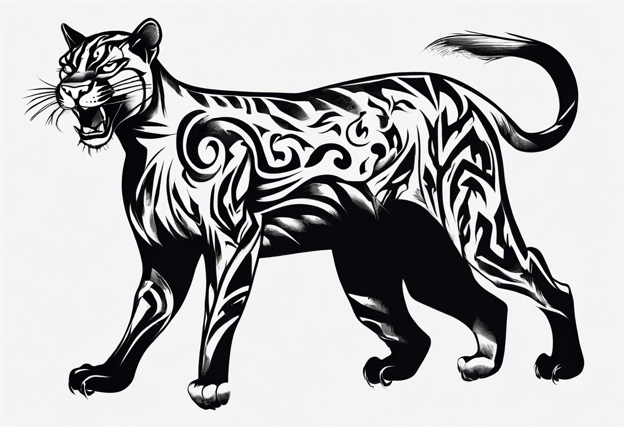 A black puma looking vicious. I want to see his whole body, and see him from a above perspective tattoo idea