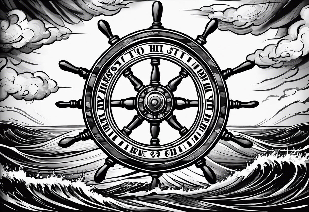 Ships wheel in a storm tattoo idea