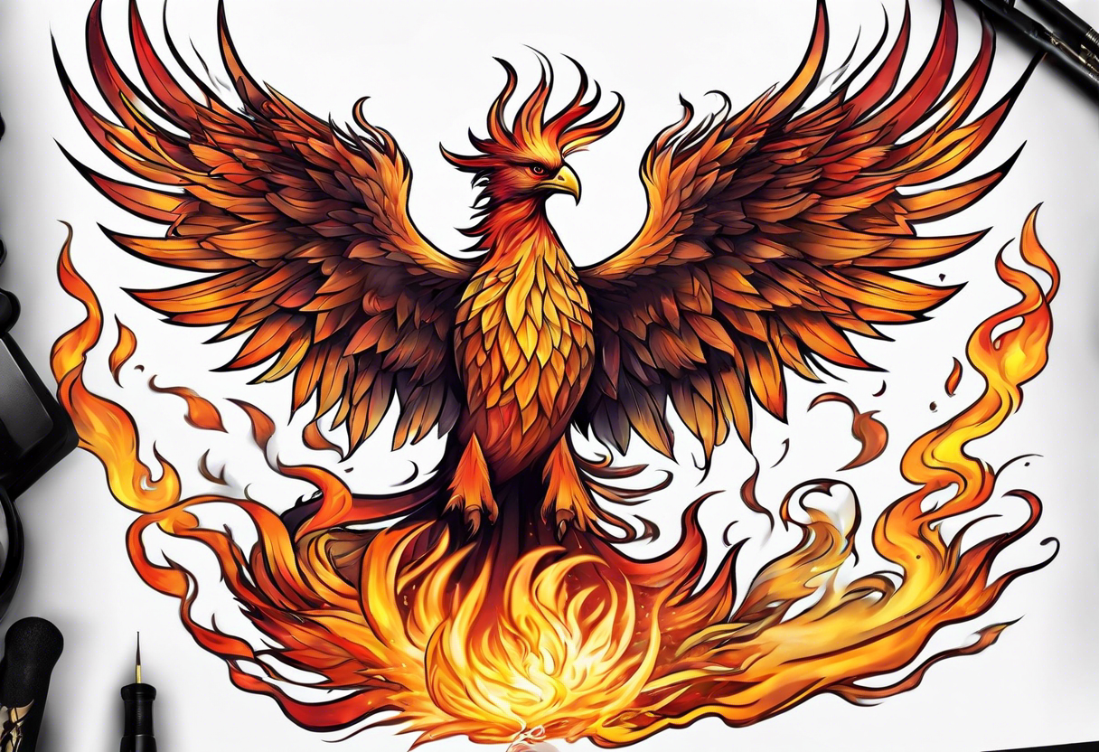 Eagle In The Fire. Tattoo Art. Vector Illustration. Stock Photo, Picture  and Royalty Free Image. Image 207912473.