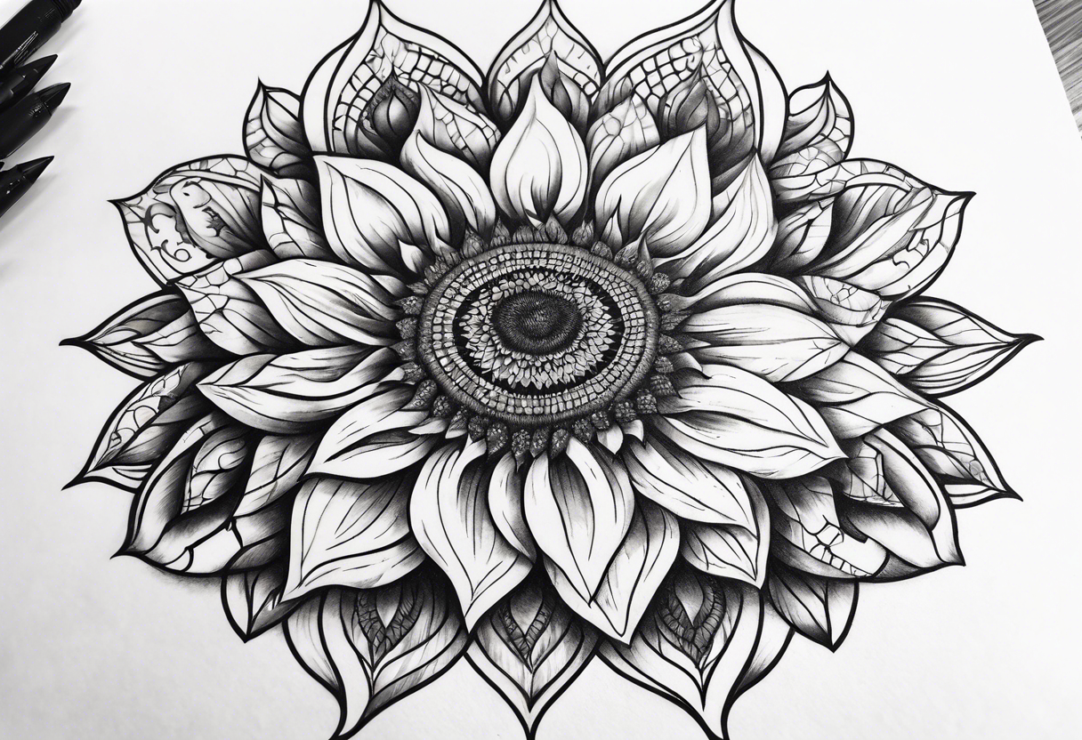 Sunflower mandala tattoo idea