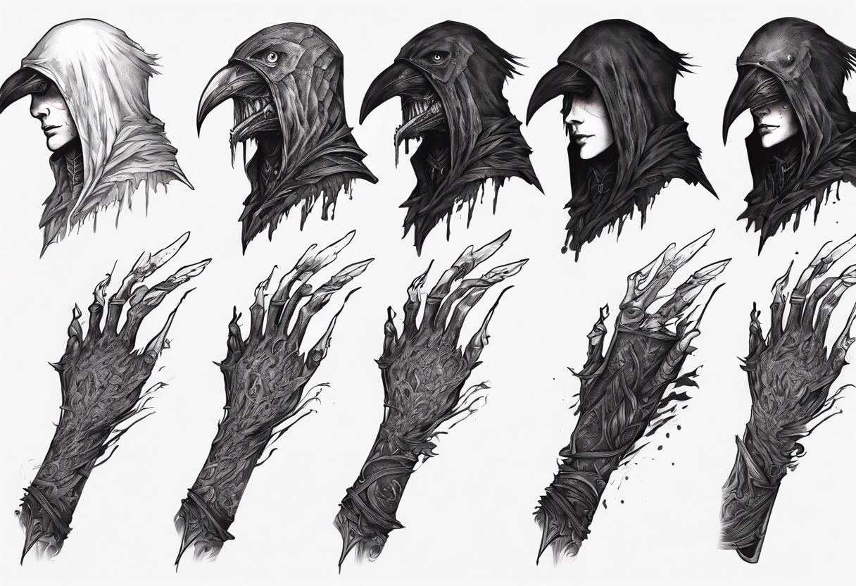 bloodborne 
full arm sleeve
eileen the crow tattoo idea