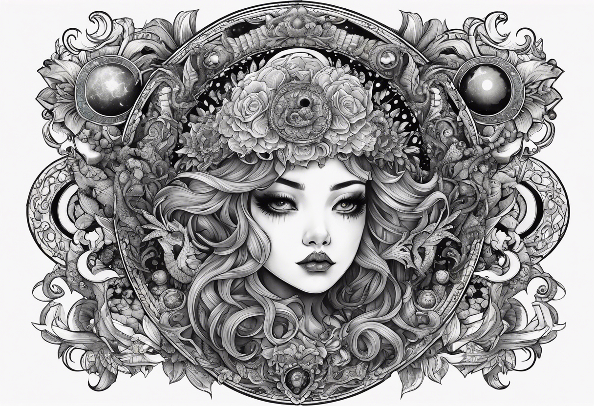 Beautiful Eldridge horror creature, astrology thigh tattoo tattoo idea